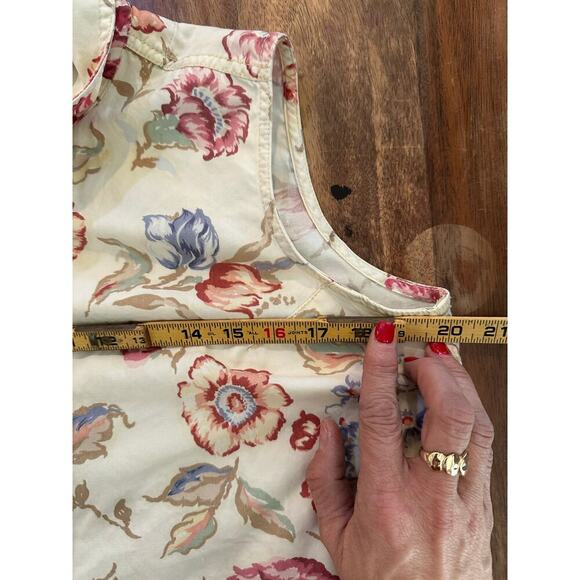 Vintage Liz Claiborne Floral Print Sleeveless Button Up Collar Shirt 10 Petite - Picture 4 of 7